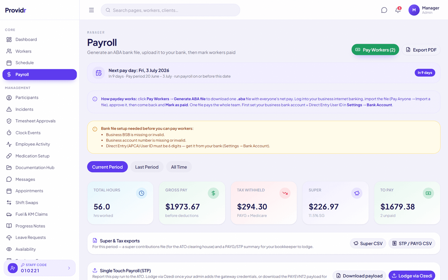 Providr pay and payroll
